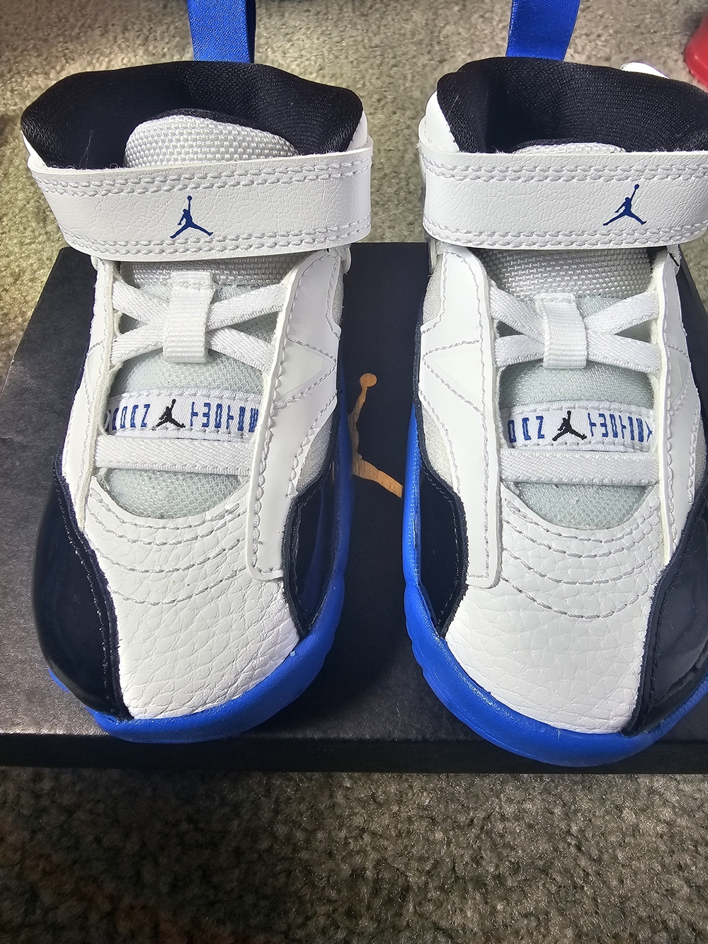Jordan Kids' White & Blue Basketball Shoes